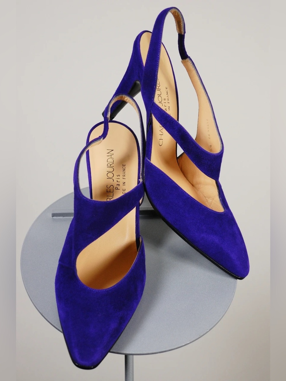 ‼️Made in France Charles Jourdan Royal Blue Suede Slingback Pumps